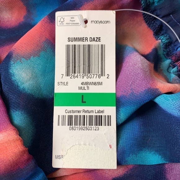 Bar III Printed Swim Cover Up Sheer Pants - Picture 7 of 12